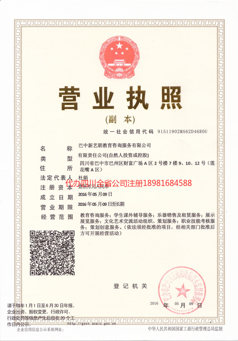 乐至乐至新亿联教育咨询服务有限公司